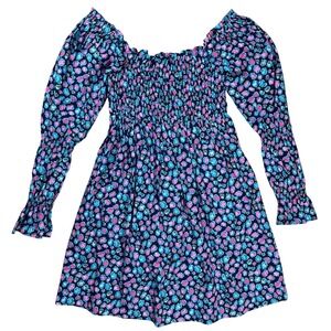 Lilly Pulitzer Beyonca Babydoll Long Sleeve Smocked Dress Sz S Pockets Colorful